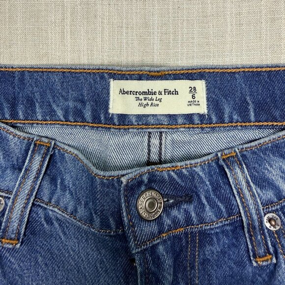 Abercrombie High Rise Wide Leg Jean - Medium Wash - Picture 7 of 7